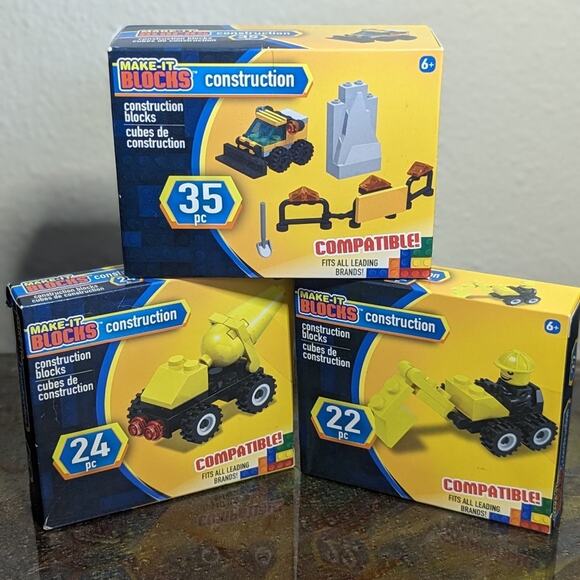 Make-it Blocks set of 3 Construction Edition Legos - Picture 1 of 8